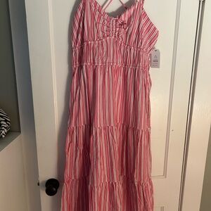 Time and Tru Pink and White Striped Casual Dress